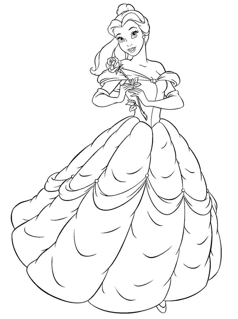Disney Princess Belle Coloring Page Download Print Or Color Online For Free