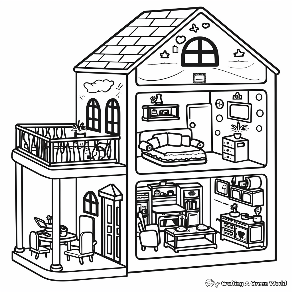 Doll House Coloring Pages Free Printable 