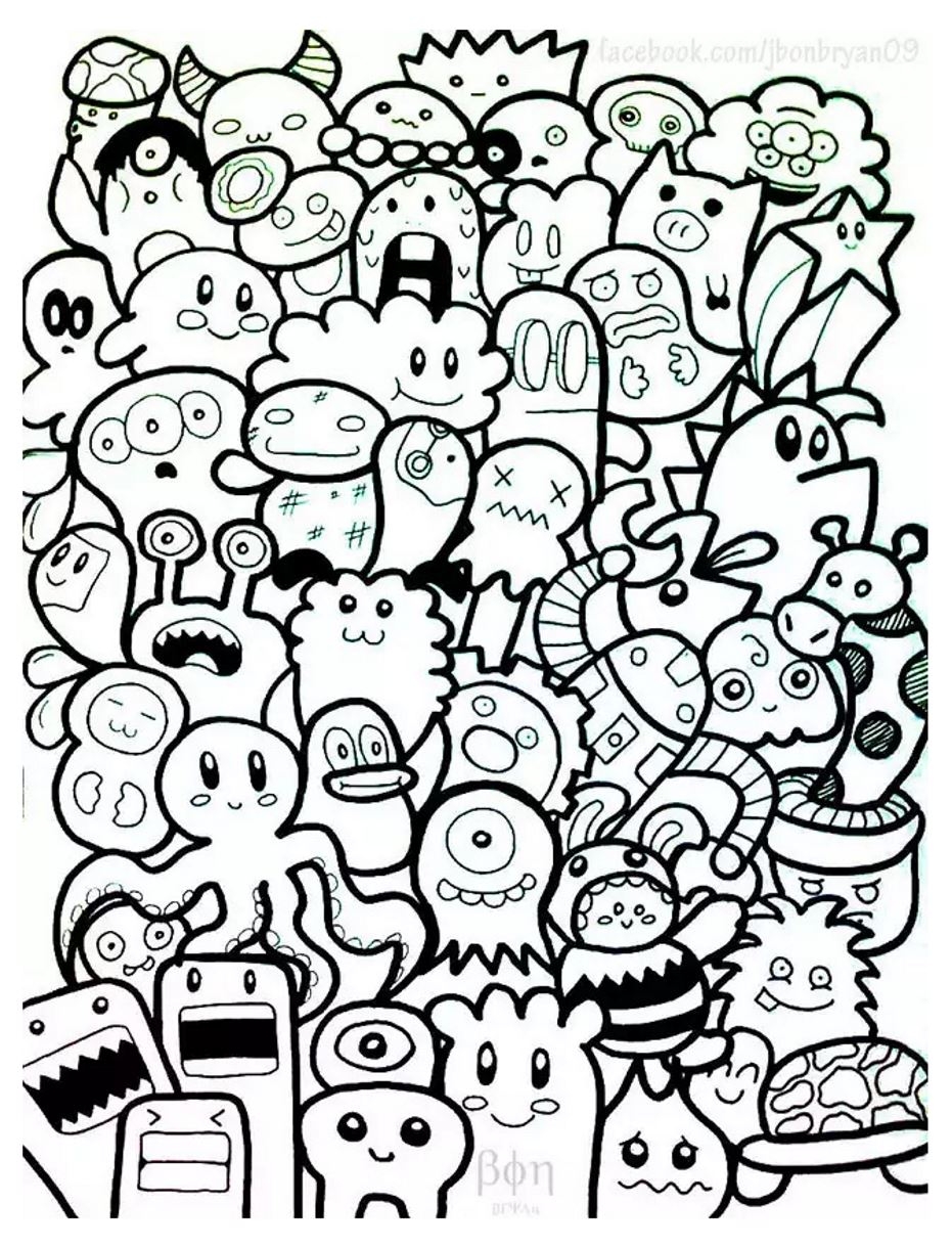Doodle Art To Print For Free Doodle Art Coloring Pages For Kids