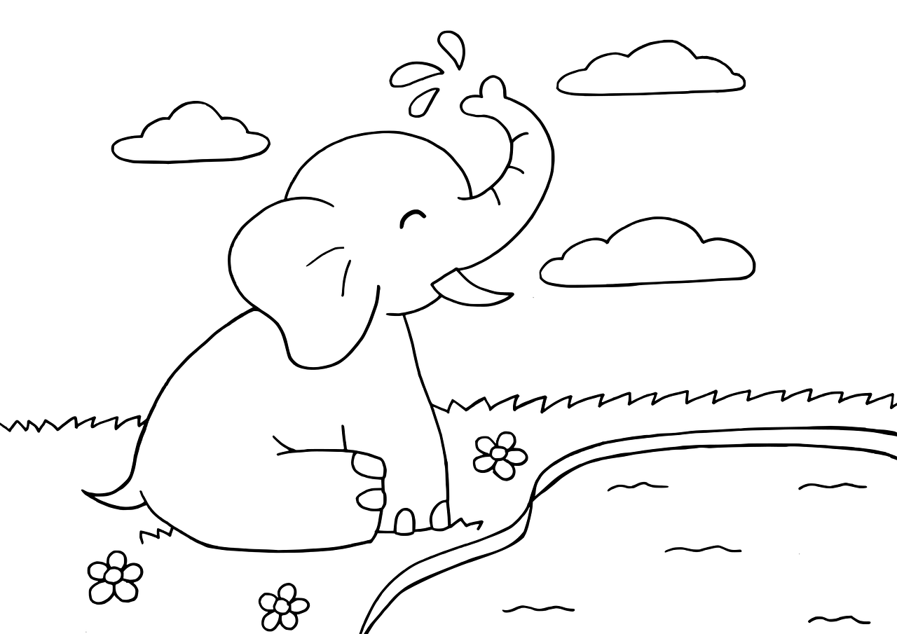 Download Coloring Page Elephant Line Art Royalty Free Vector Graphic Pixabay