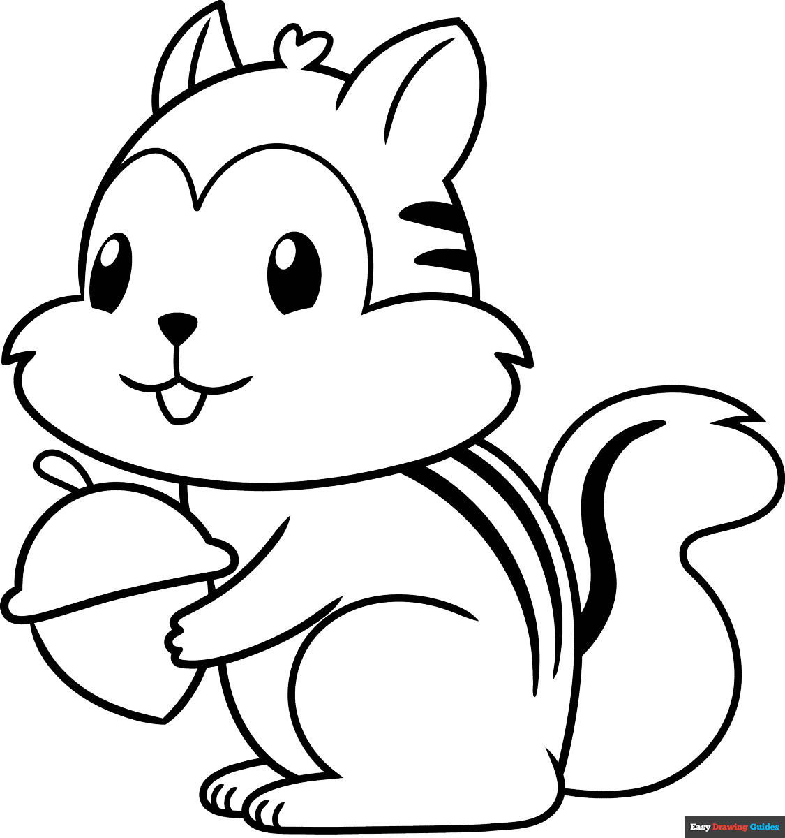 Easy Cartoon Chipmunk Coloring Page Easy Drawing Guides