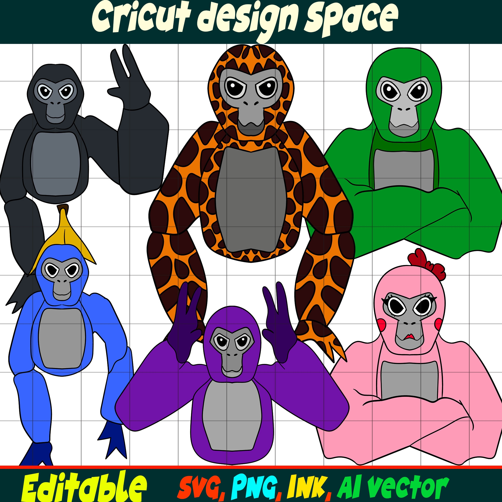 Editable Gorilla Tag SVG Gorilla Tag PNG Coloring Pages Go Inspire Uplift