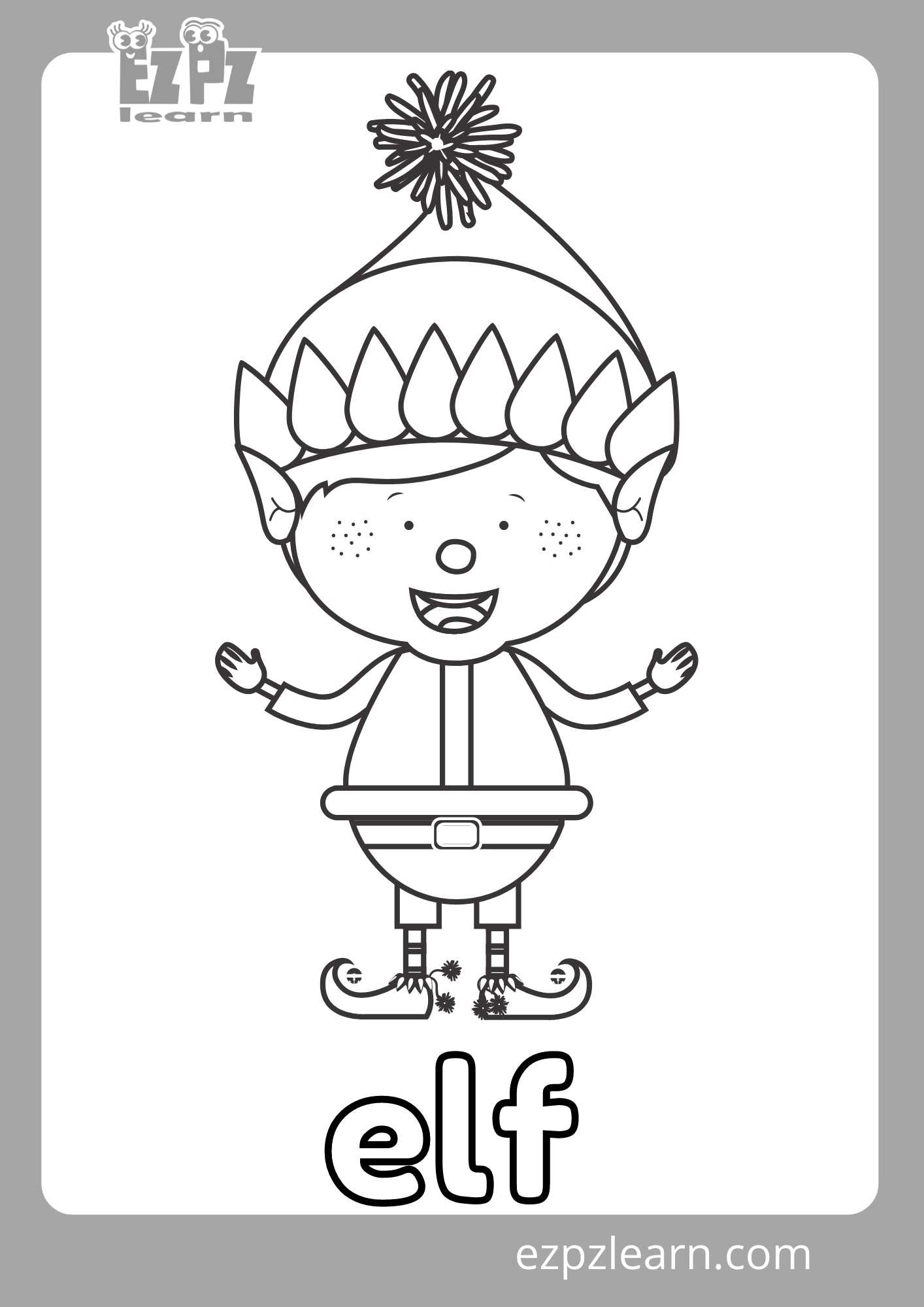 Elf Coloring Page Ezpzlearn