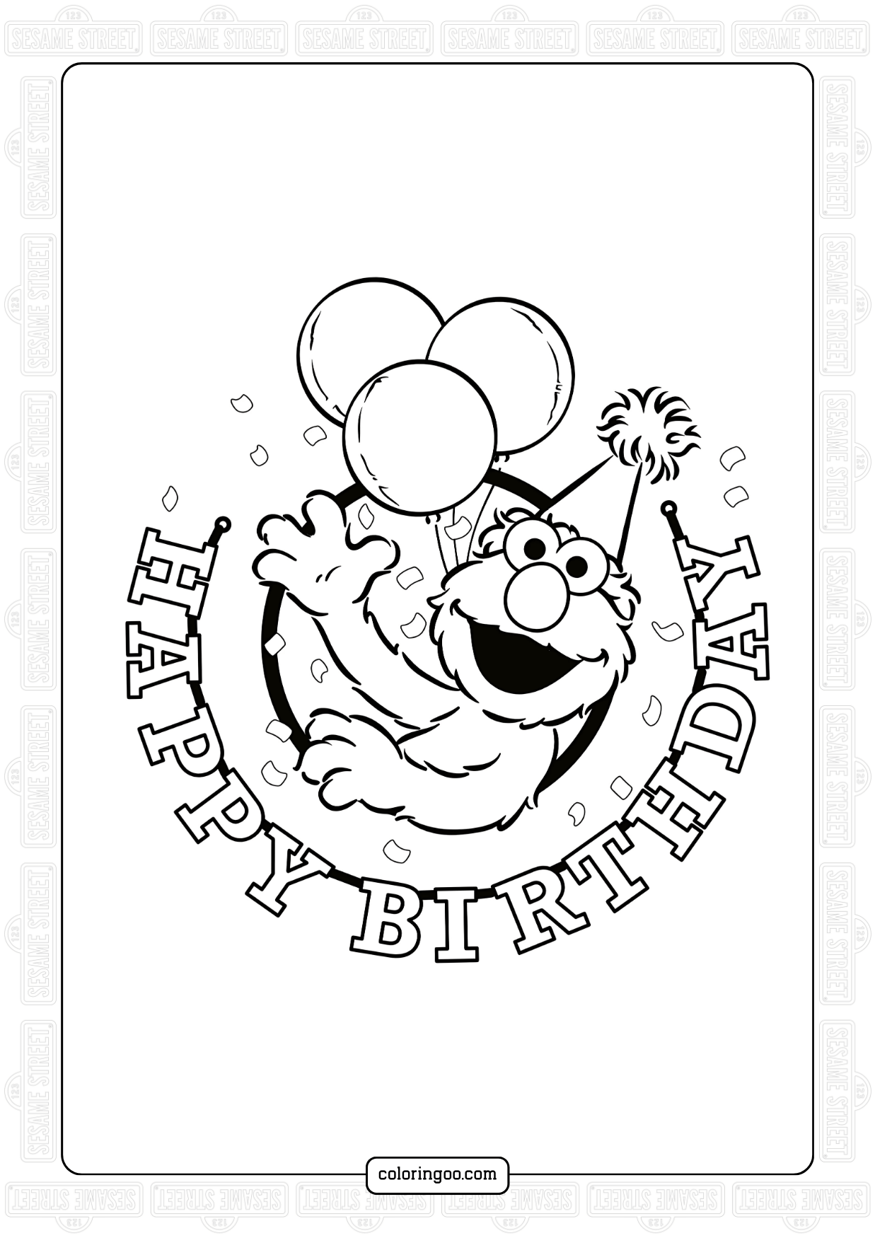 Elmo Happy Birthday Coloring Page