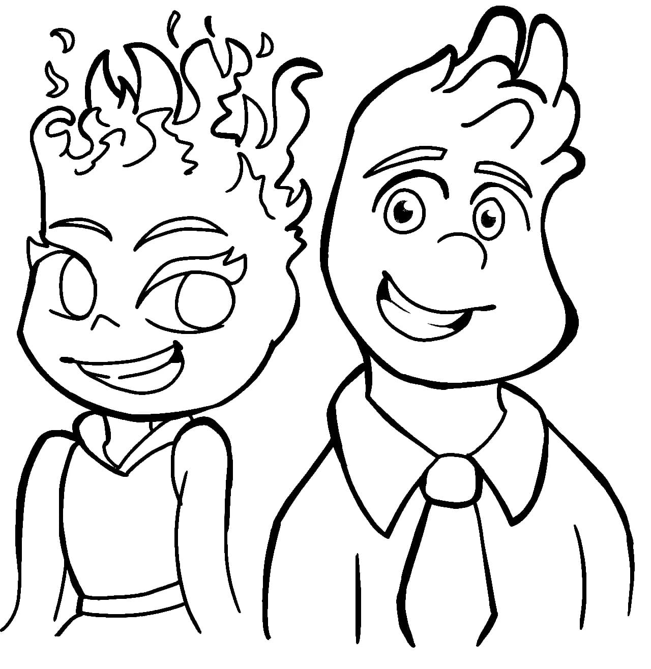Ember And Wade From Elemental Coloring Page Download Print Or Color Online For Free