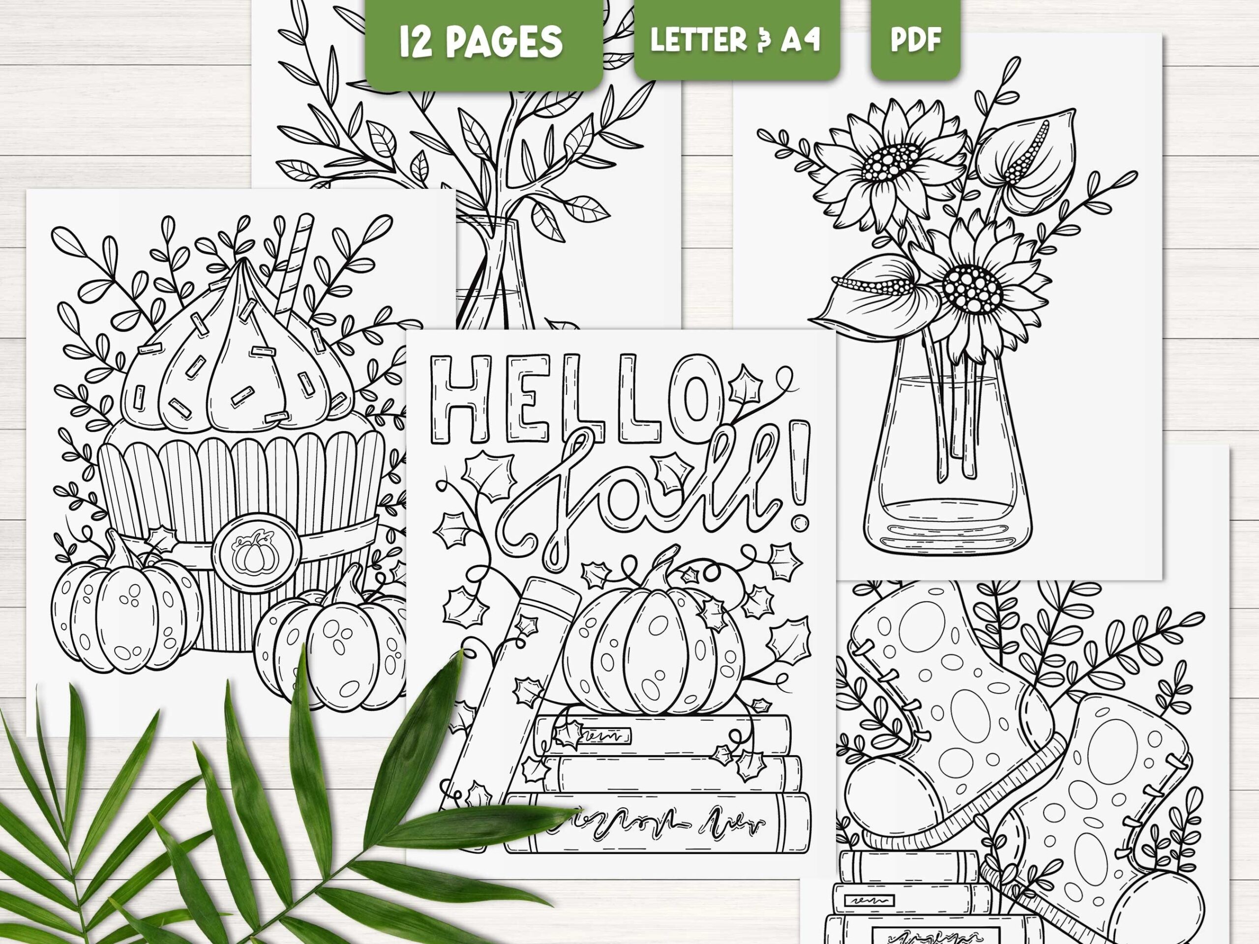 Fall Coloring Pages For Adults Autumn Coloring Book Pumpkin Coloring Pages Printable Coloring Pages For Teens Adult Activity Sheets Etsy
