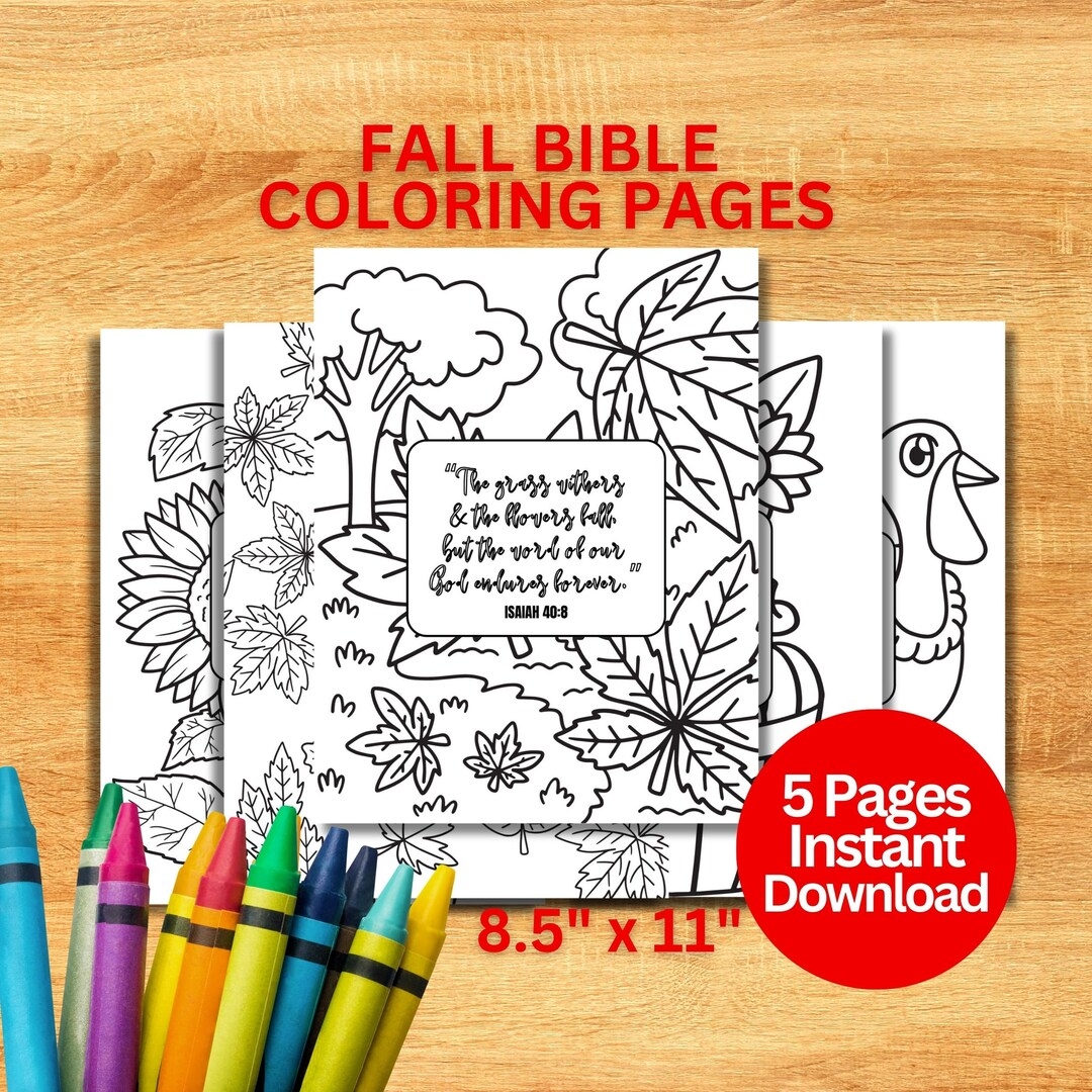 Fall harvest Bible Coloring Pages Christian Coloring Pages Sunday School Coloring Homeschool Coloring Page Fall Sunday School Color Etsy