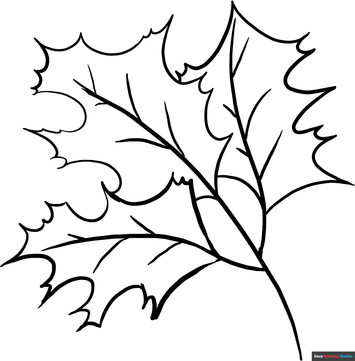 Fall Oak Leaves Coloring Page Easy Drawing Guides