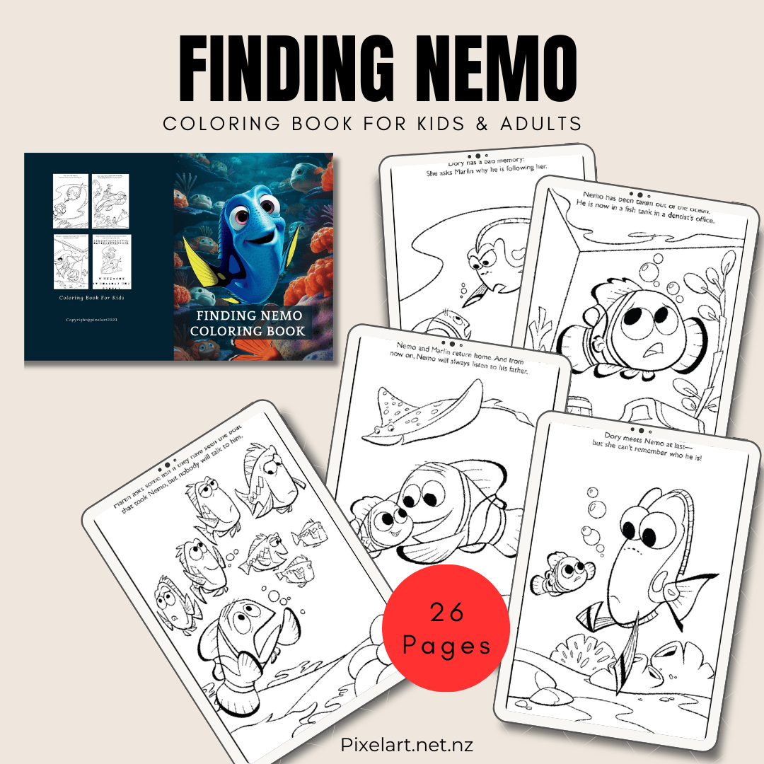Finding Nemo Coloring Book For Kids And Adults PIXEL ART