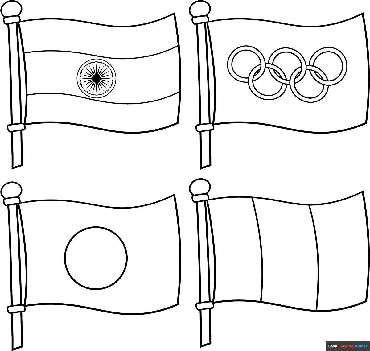 Flag Coloring Page Easy Drawing Guides