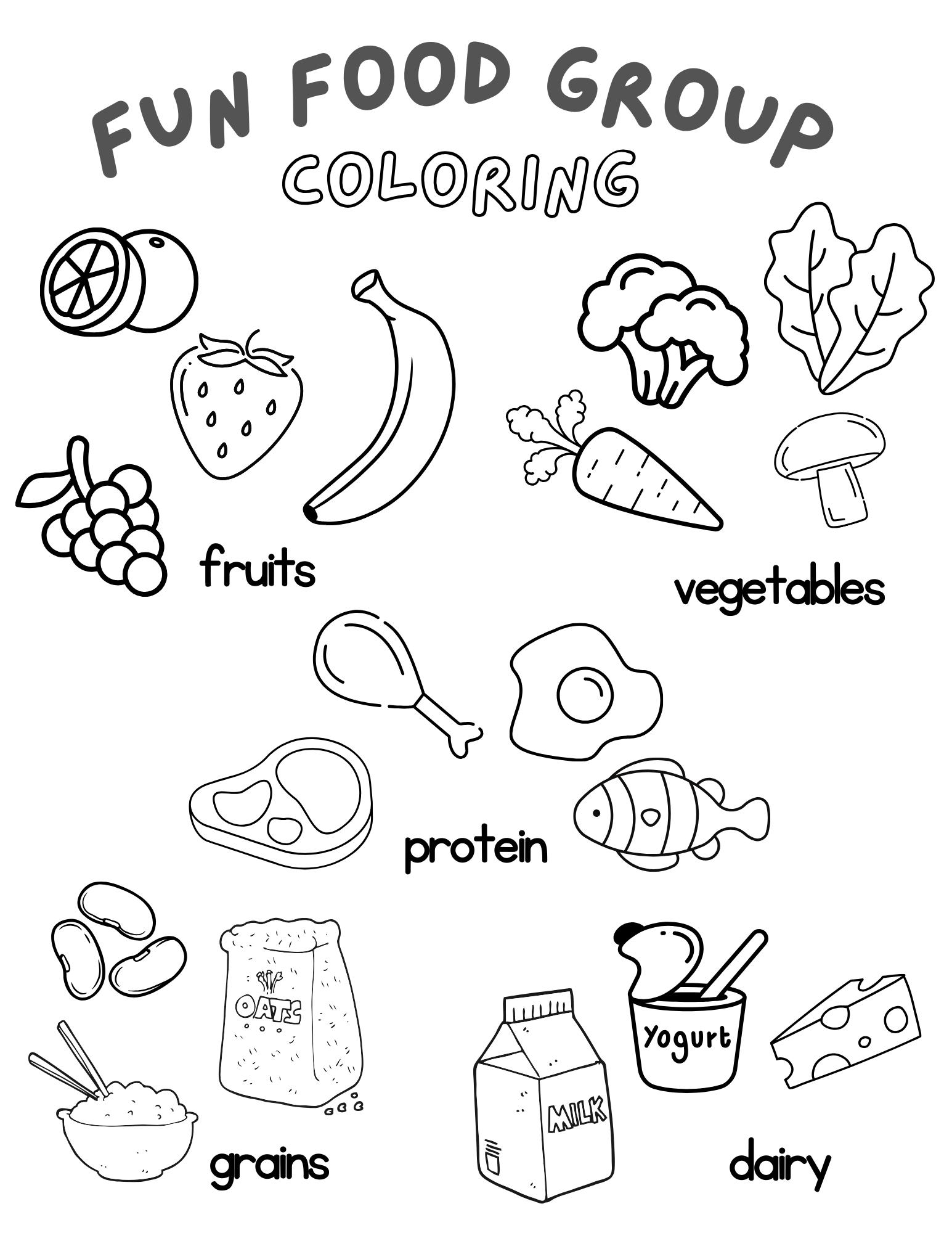 Food Group Coloring Sheet Instant Download Etsy