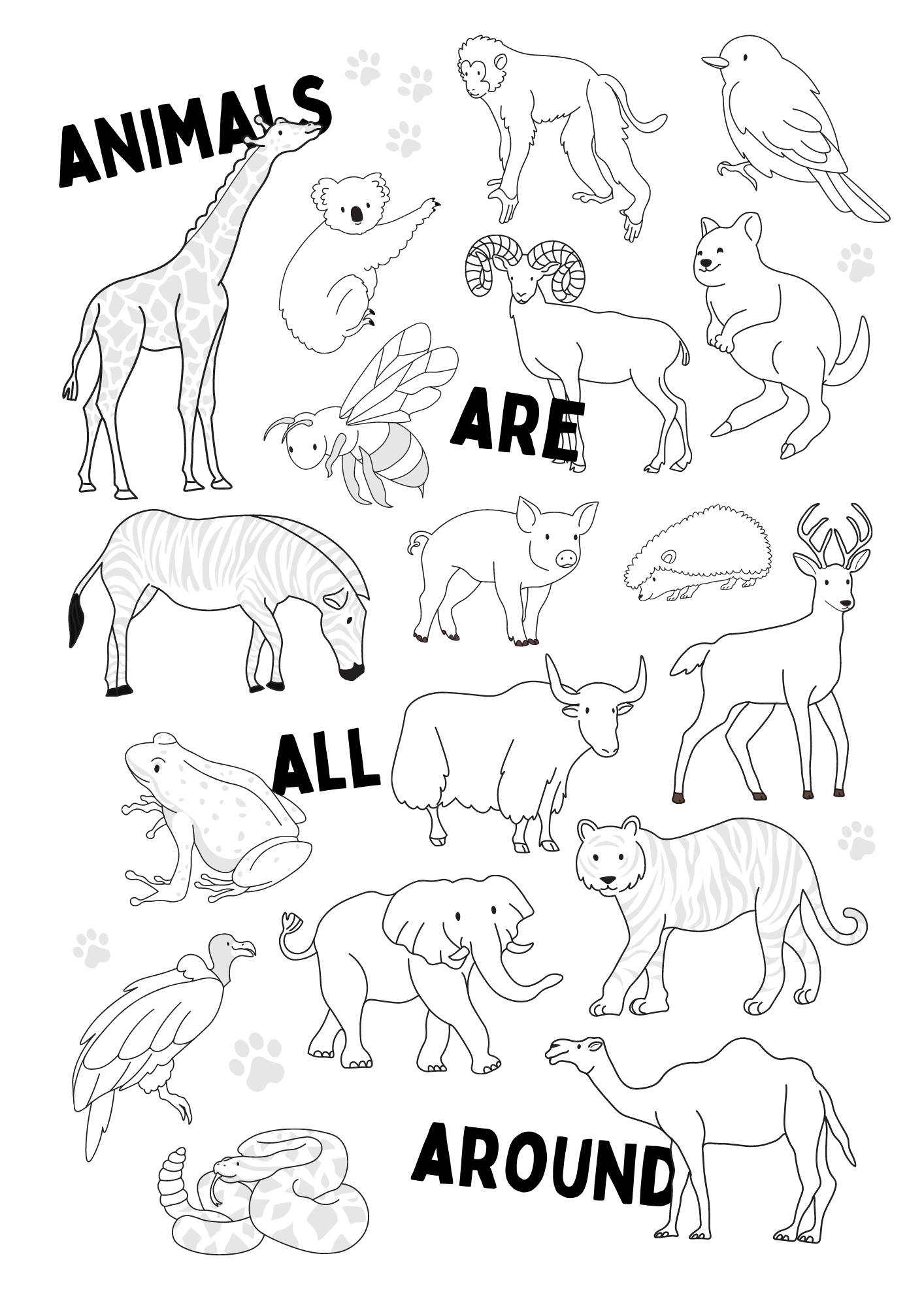 Free Animals Coloring Pages Printable Worksheets Library