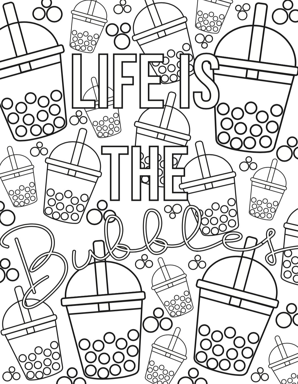 FREE DOWNLOAD Bubble Tea Colouring Page Crafternoon