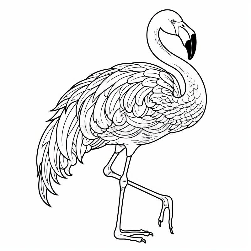 Free Flamingo Coloring Pages Clipart In Taxidermy Style Stock 