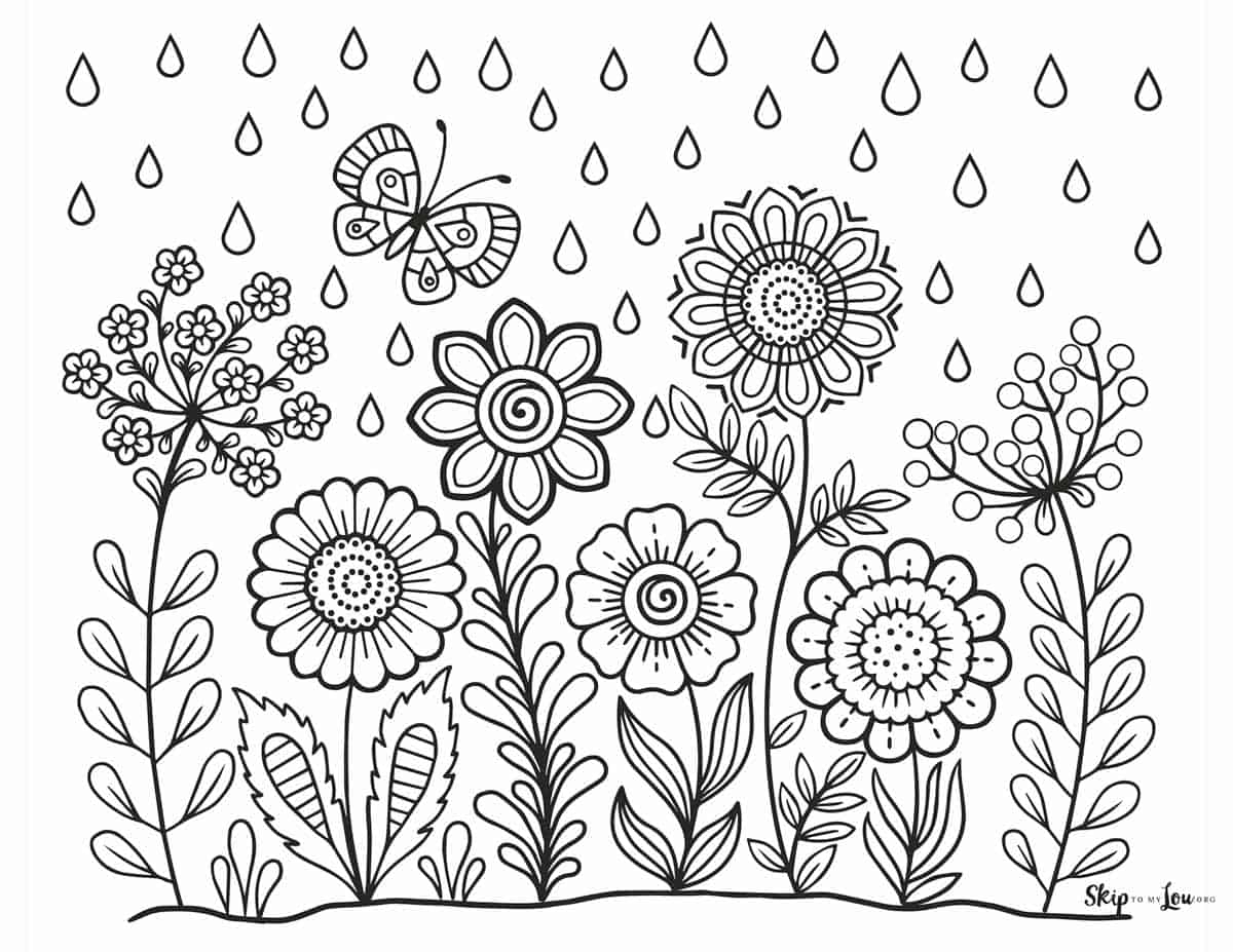 Free Coloring Page Flowers