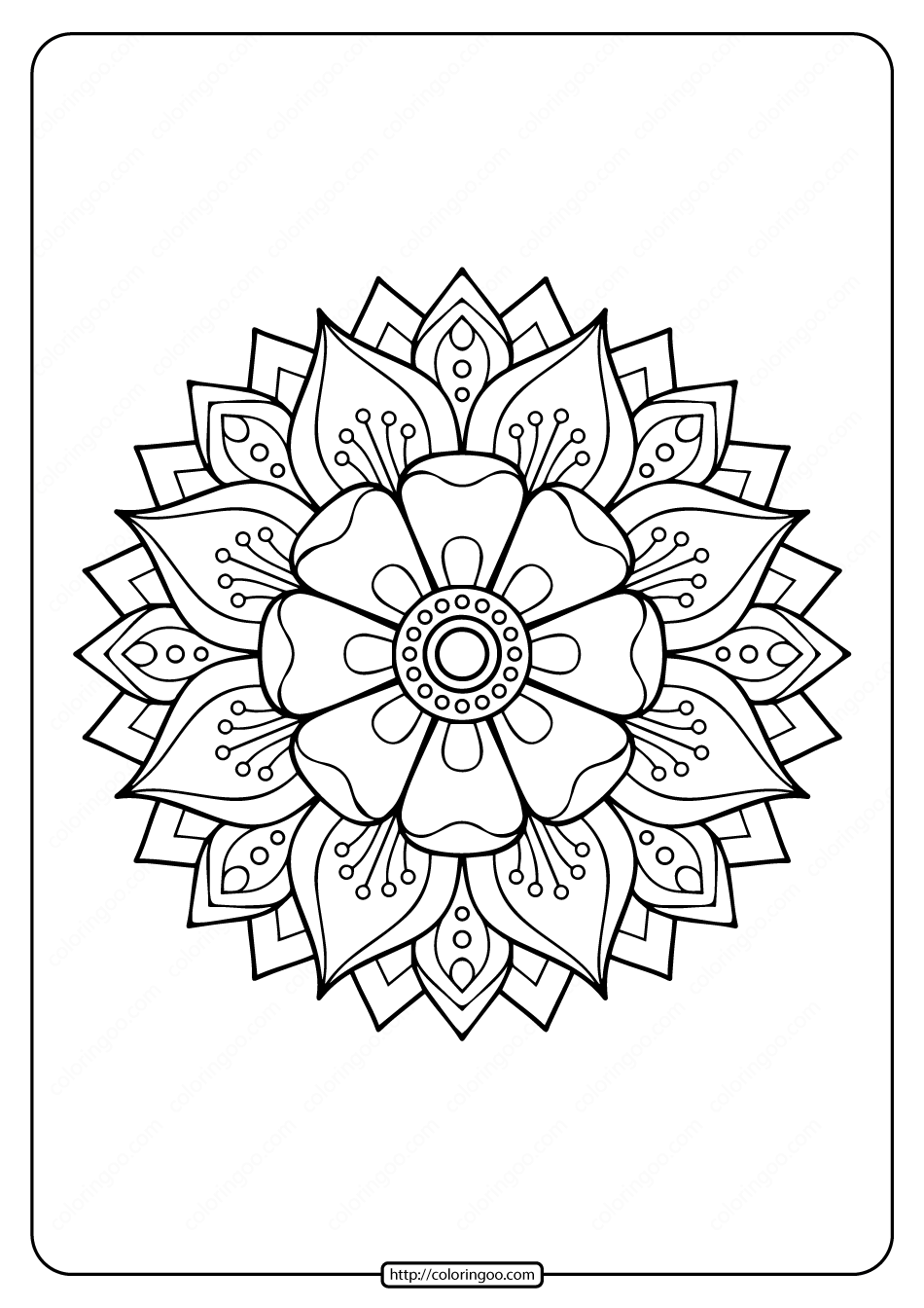Free Printable Adult Floral Mandala Coloring Page 74
