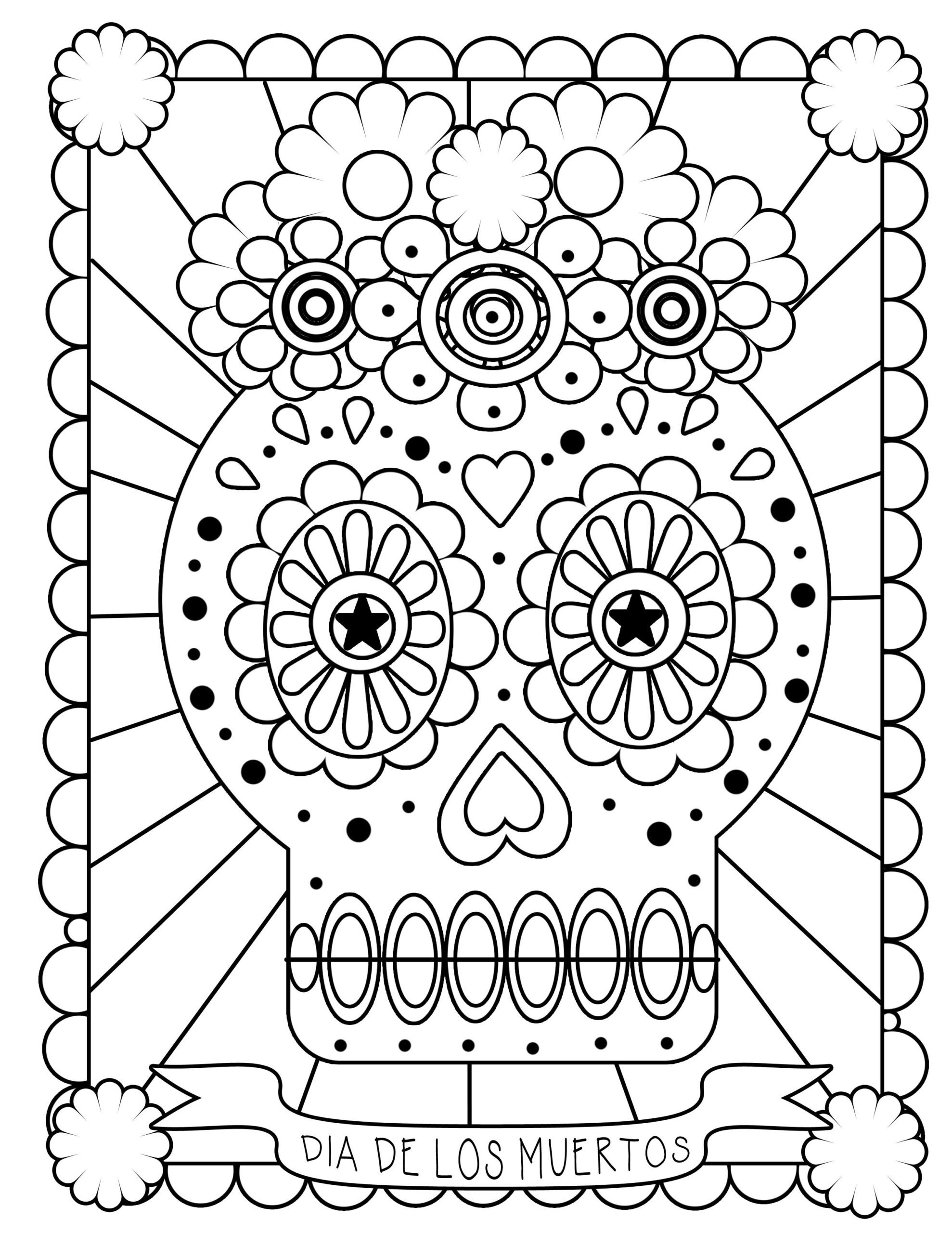 Free Printable Day Of The Dead Coloring Pages Best Coloring Worksheets Library