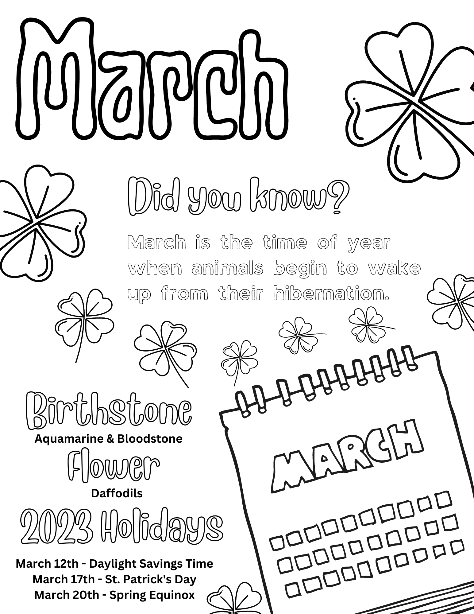 Free Printable March Coloring Pages For Kids And Adults