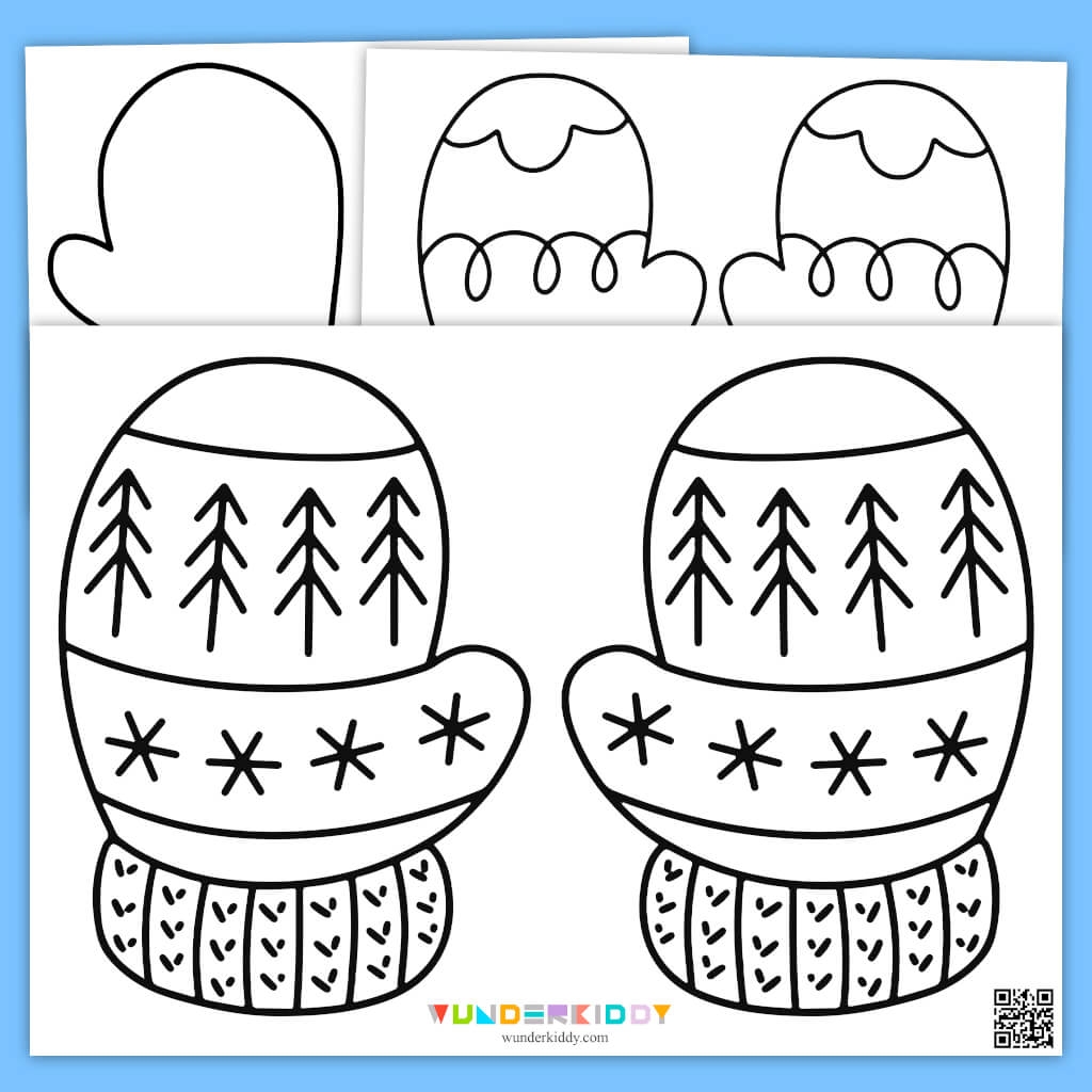 Free Printable My Mittens Coloring Page And Template For Kids