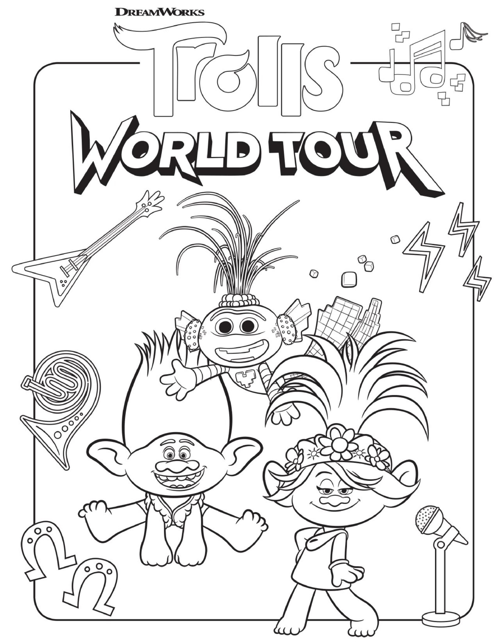 Trolls Free Printable Coloring Pages