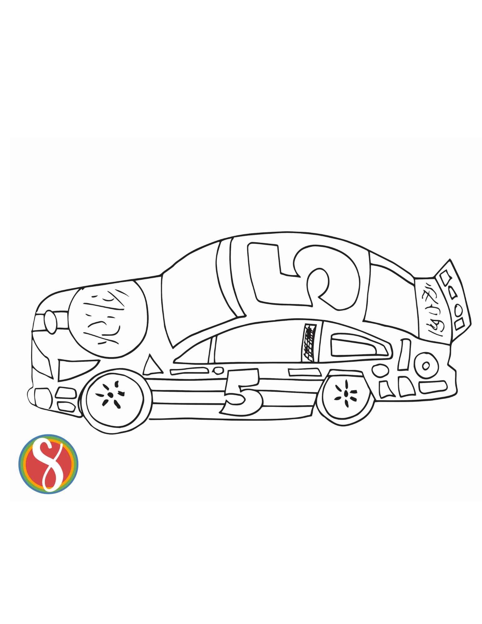 Race Car Coloring Page Free