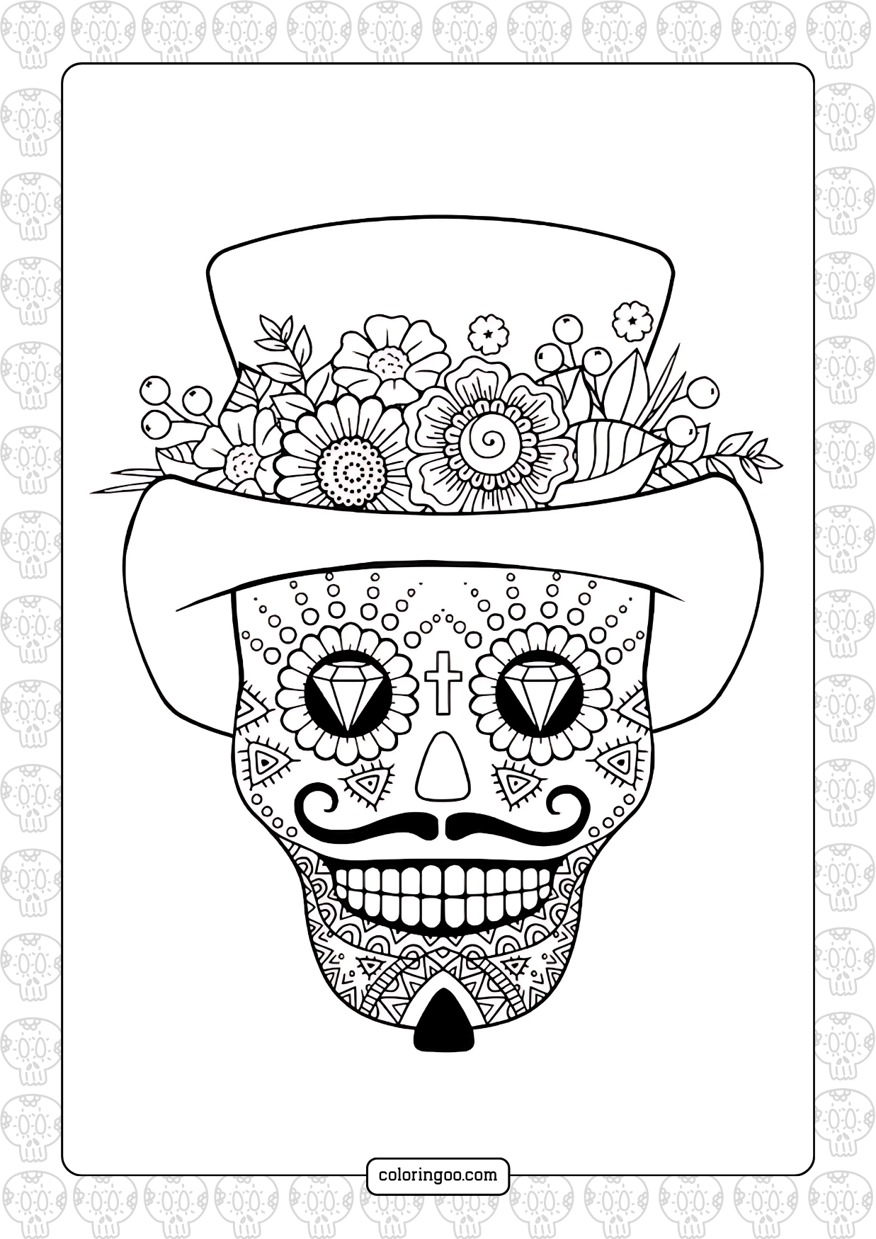 Free Coloring Pages Sugar Skulls