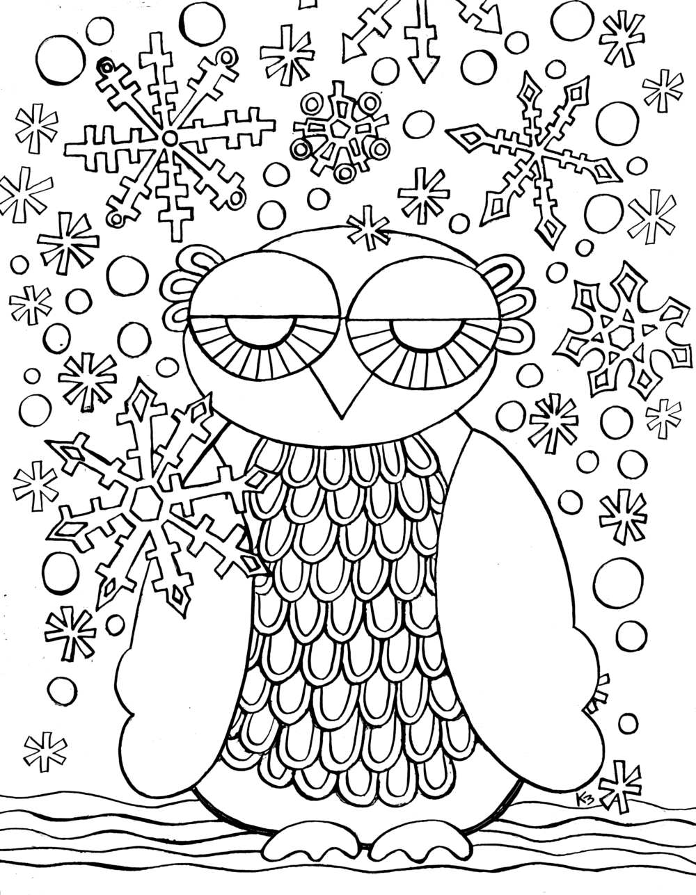 Free Winter Owl Coloring Page From Victory Road