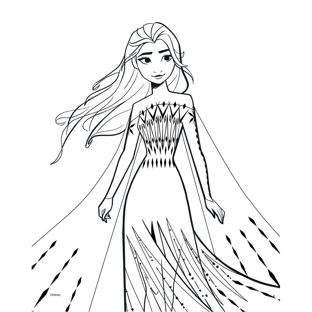 Free Printable Print Frozen 2 Coloring Pages Elsa Hair Down