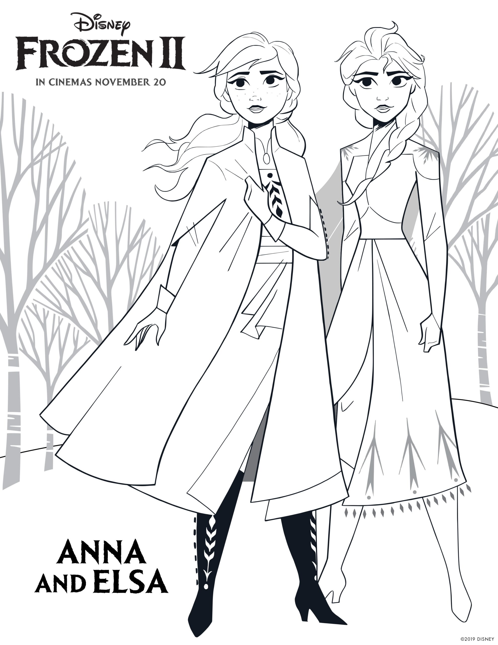 Anna And Elsa Coloring Pages Free