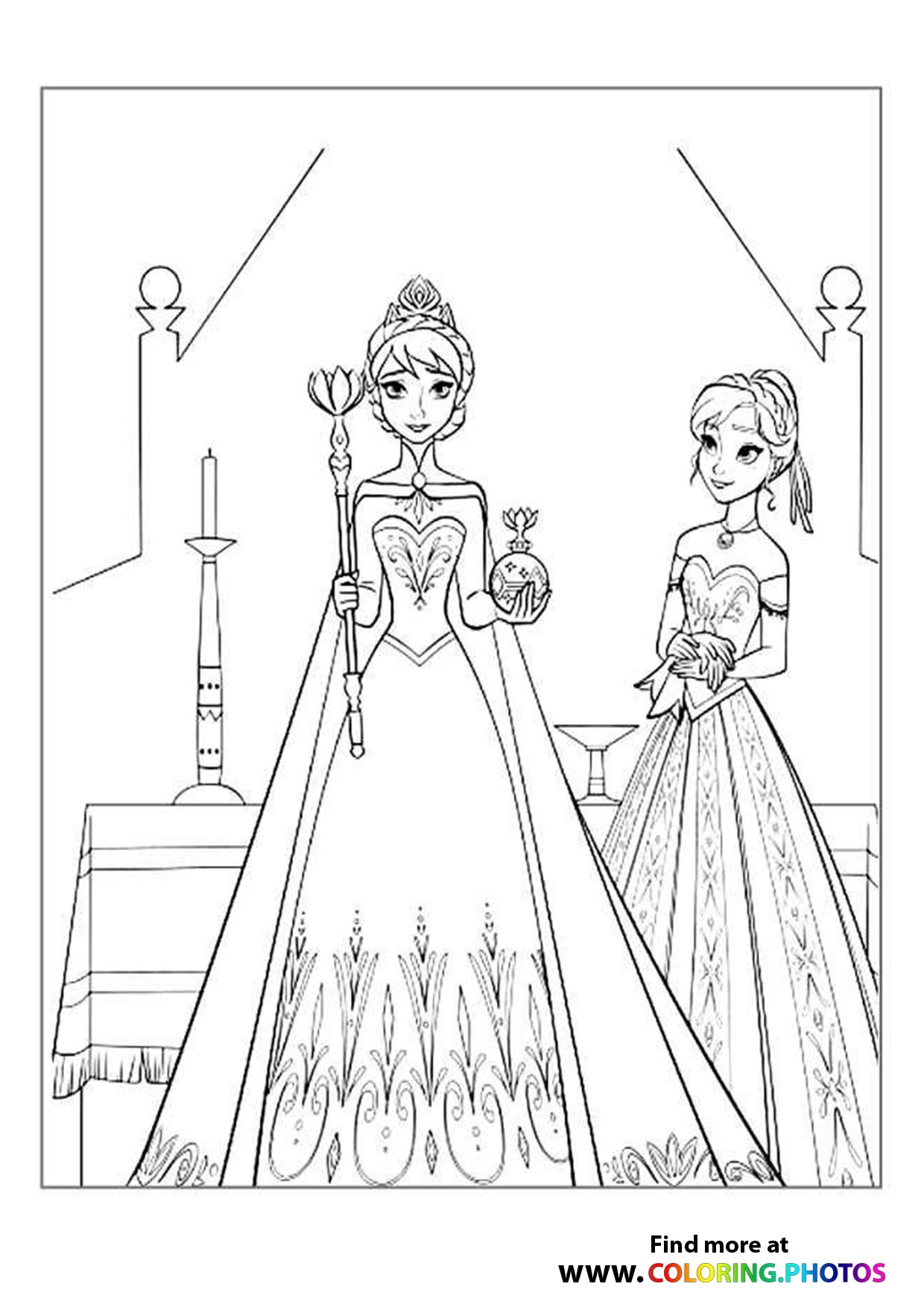 Frozen Elsa And Anna Coronation Coloring Pages For Kids Printabl