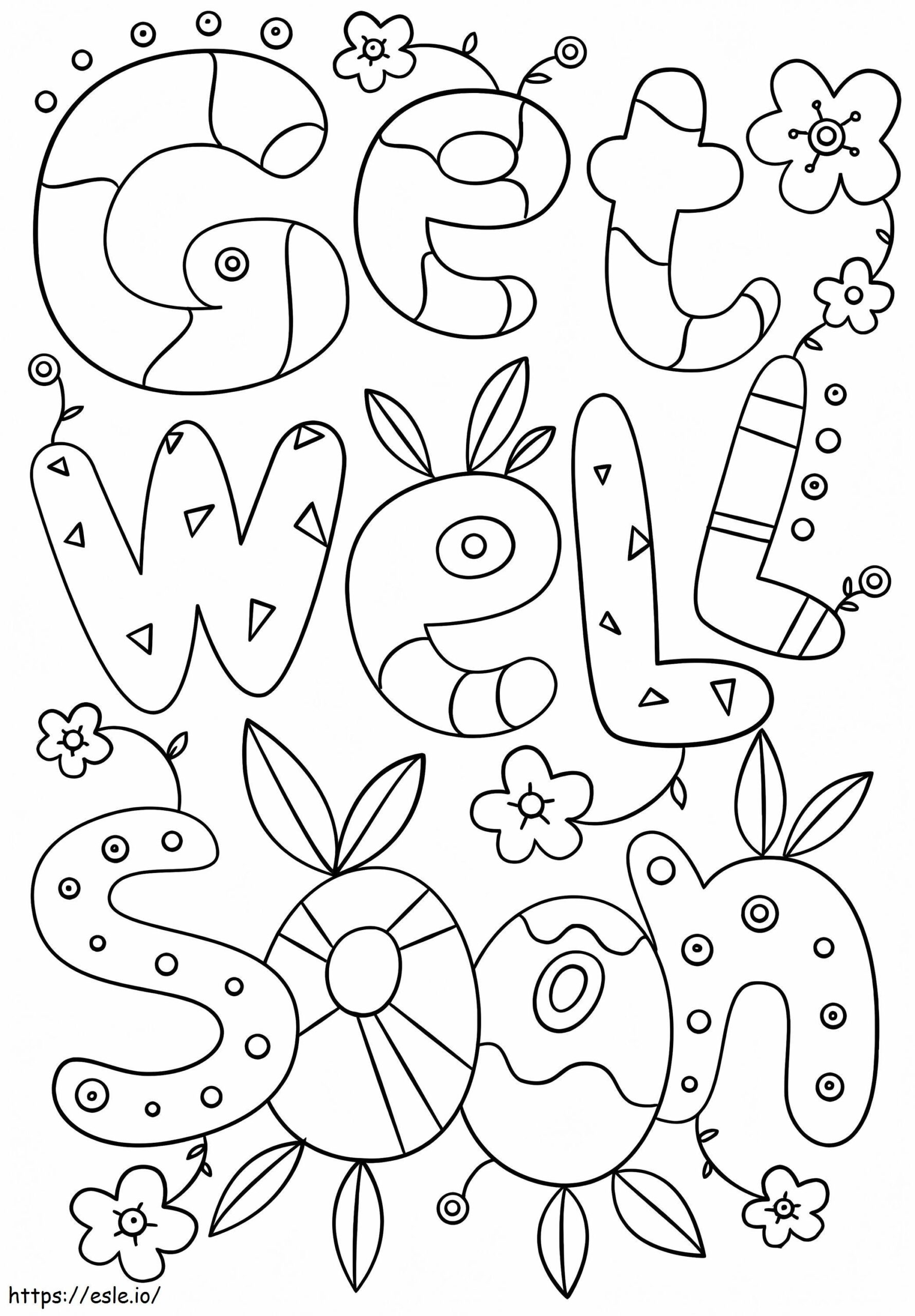 Get Well Soon Leaf Coloring Page