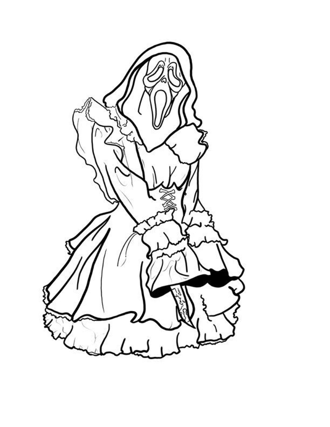 Ghostface Maid Coloring Page Digital Printable Etsy Canada