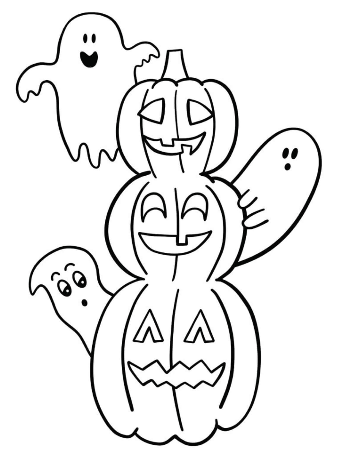 Ghosts With Pumkins Coloring Page Download Print Or Color Online For Free