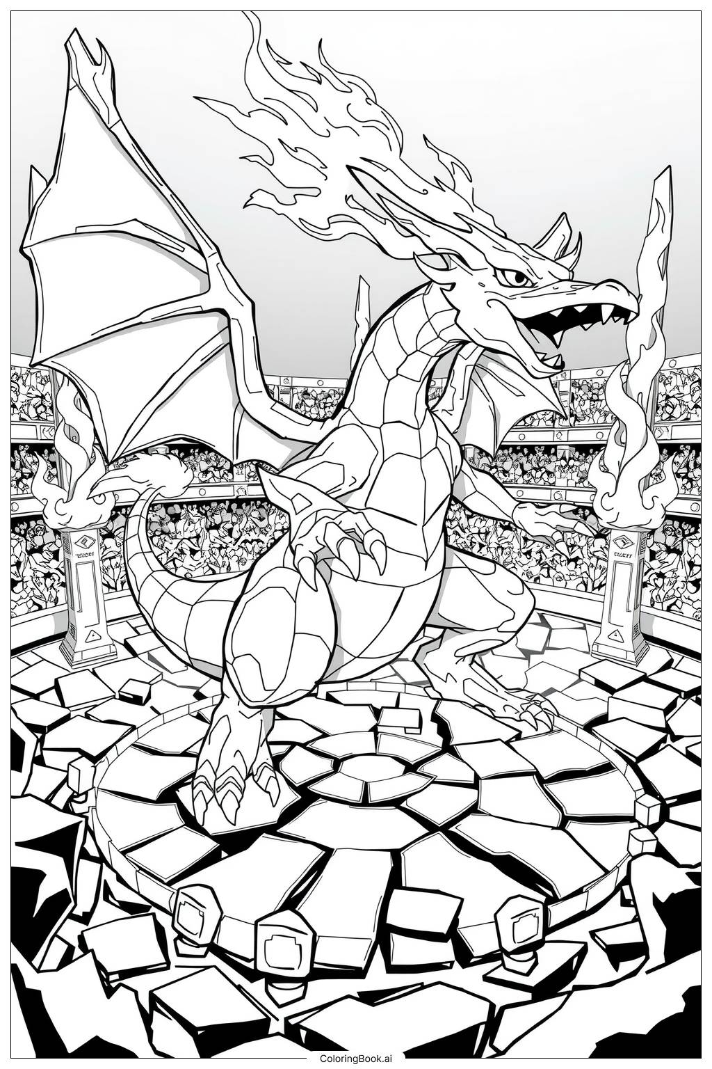 Gigantamax Charizard In A Fiery Arena 2 Coloring Page Free PDF PNG Printable 
