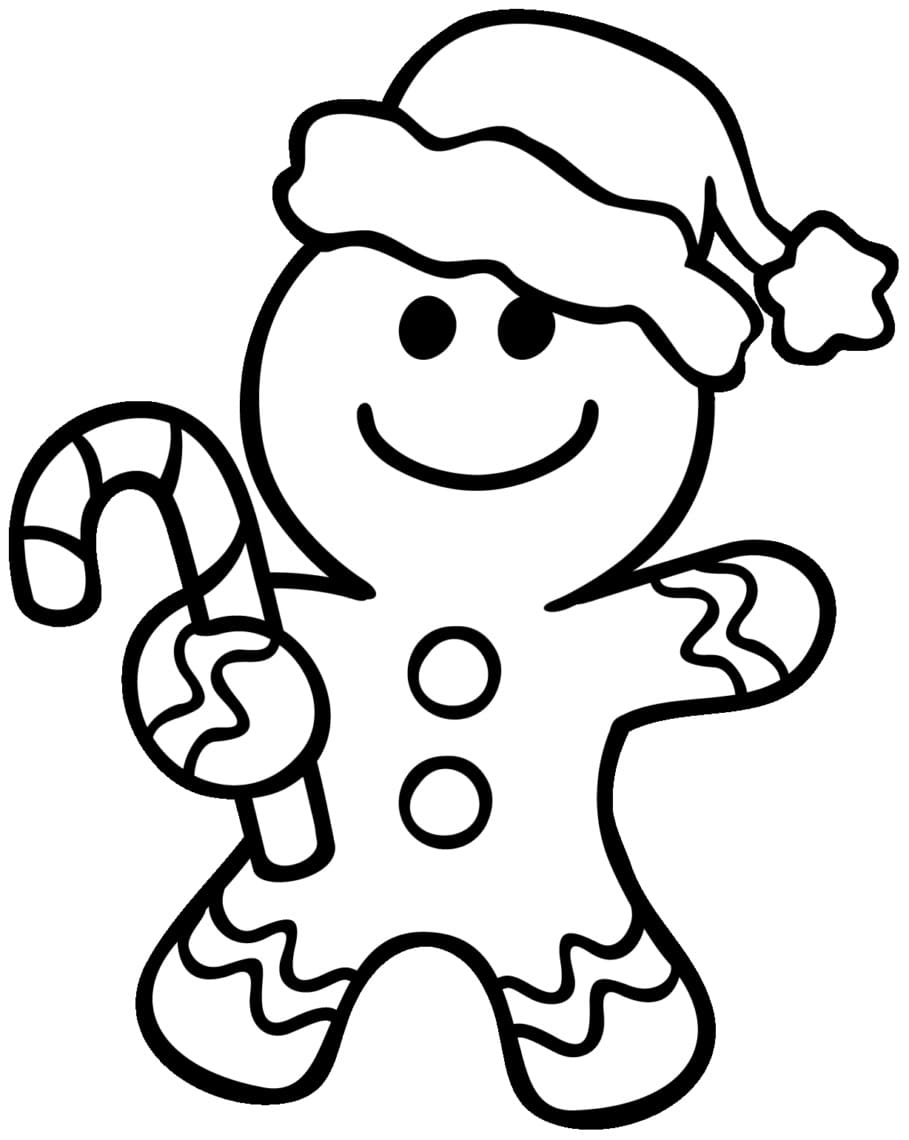 Gingerbread Man With Candy Cane Coloring Page Download Print Or Color Online For Free