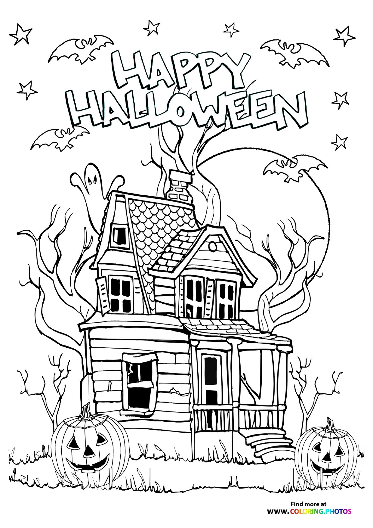 Halloween Haunted House Coloring Pages For Kids
