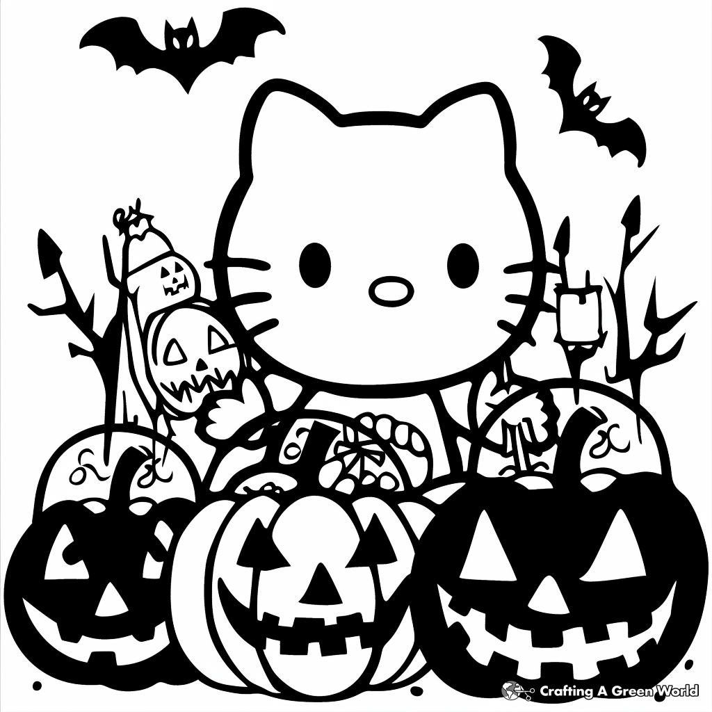 Halloween Hello Kitty Coloring Pages Free Printable 