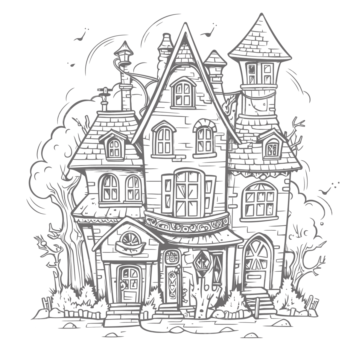 Halloween House Coloring Page Free Coloring Pages Outline Sketch Drawing Vector House Drawing Halloween Drawing Wing Drawing PNG And Vector With Transparent Background For Free Download