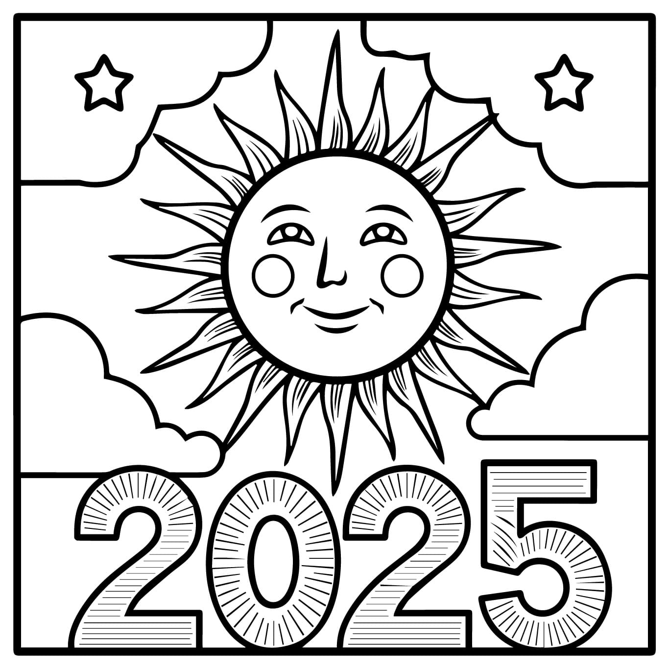 Happy New Year 2025 For Kids Coloring Page Download Print Or Color Online For Free