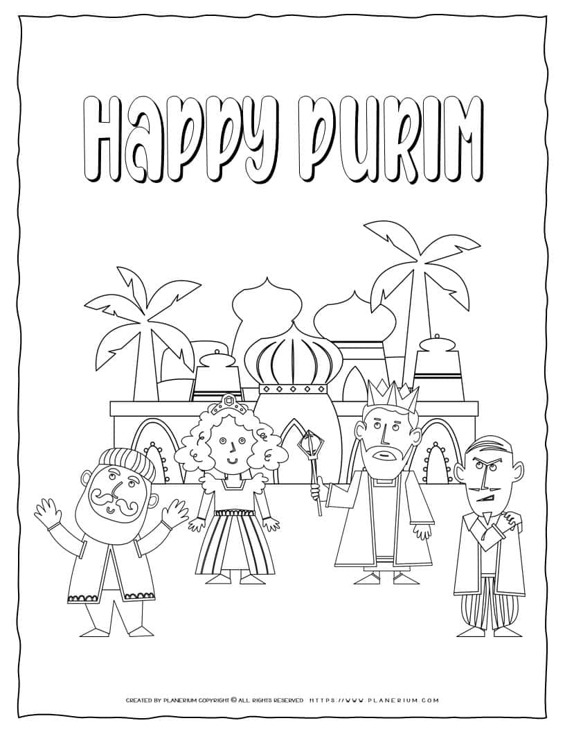 Happy Purim Coloring Page Planerium