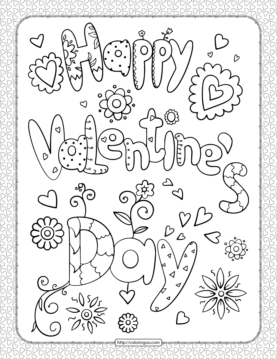 Happy Valentine s Day Pdf Coloring Page