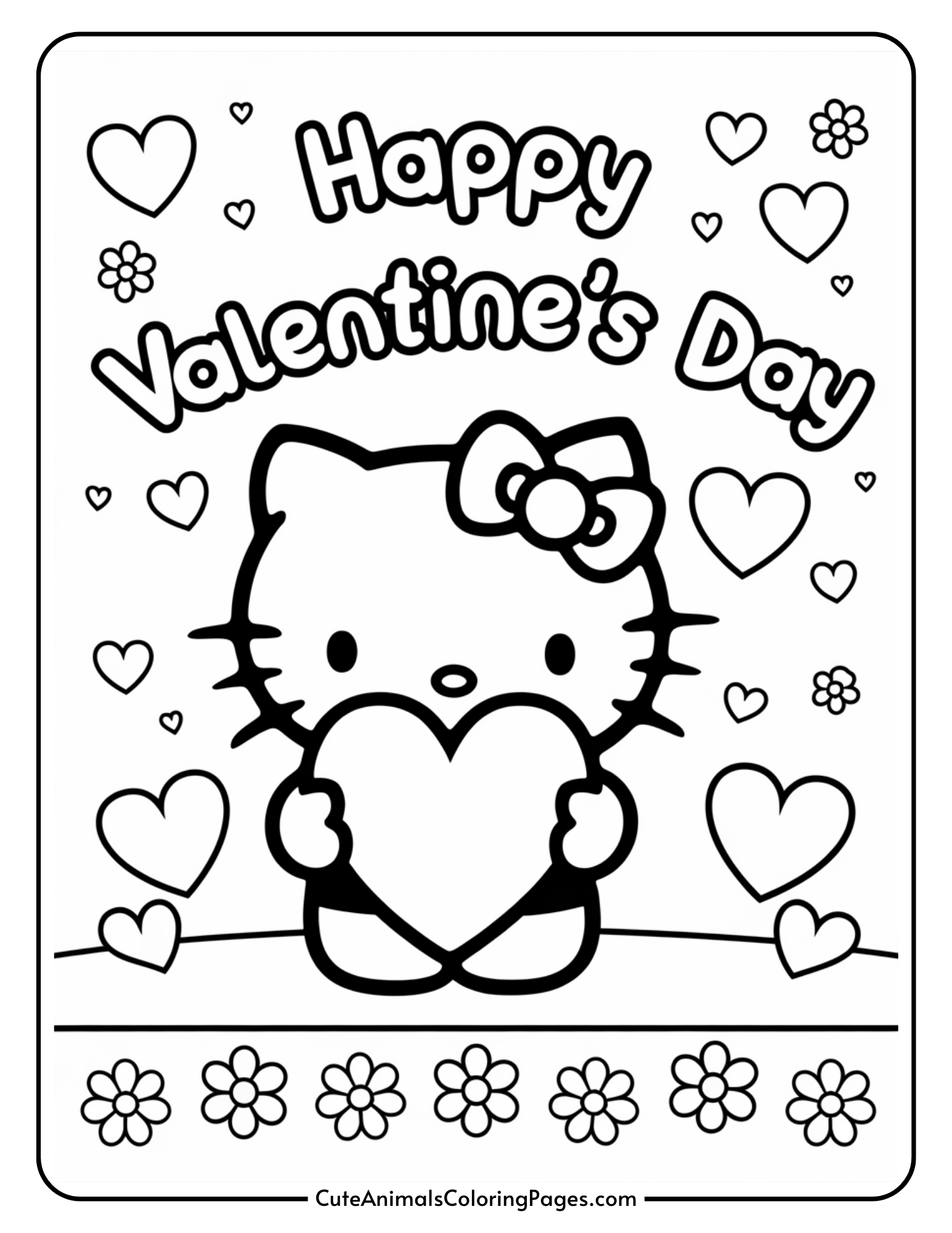 Hello Kitty Valentine Coloring Pages 12 Free Printable PDF Pages Cute Animals Coloring Pages