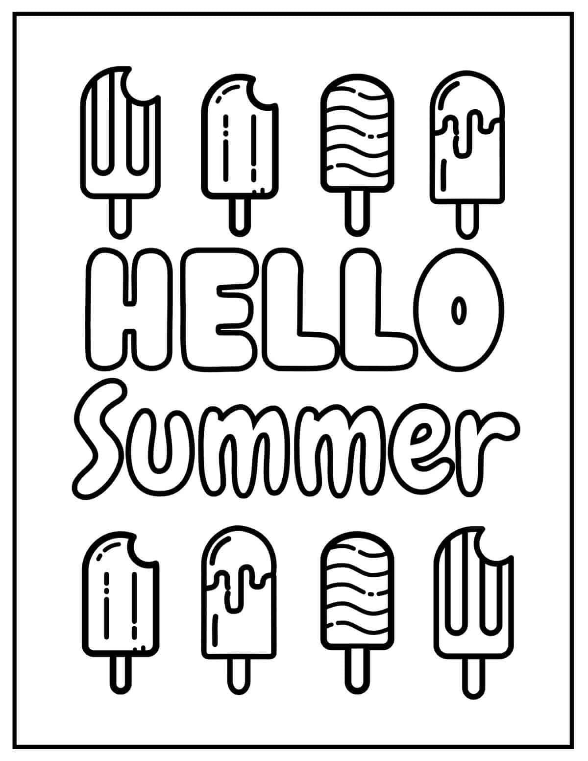 Hello Summer Printable For Kids Coloring Page Download Print Or Color Online For Free