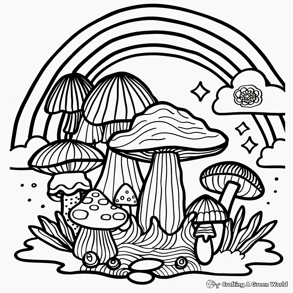 Hippie Mushroom Coloring Pages Free Printable 