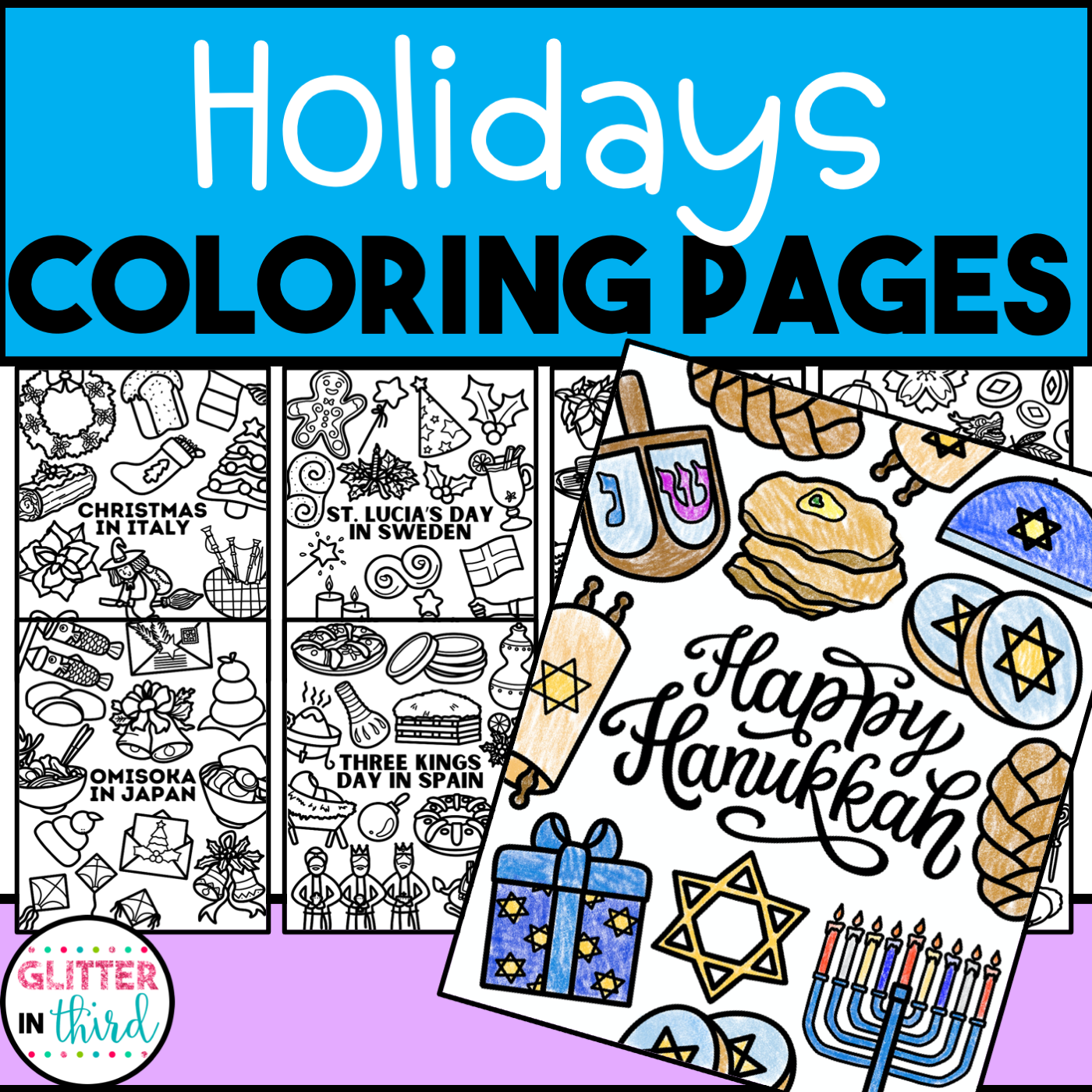 Holidays Around The World Coloring Pages Sheets Glitter In Third