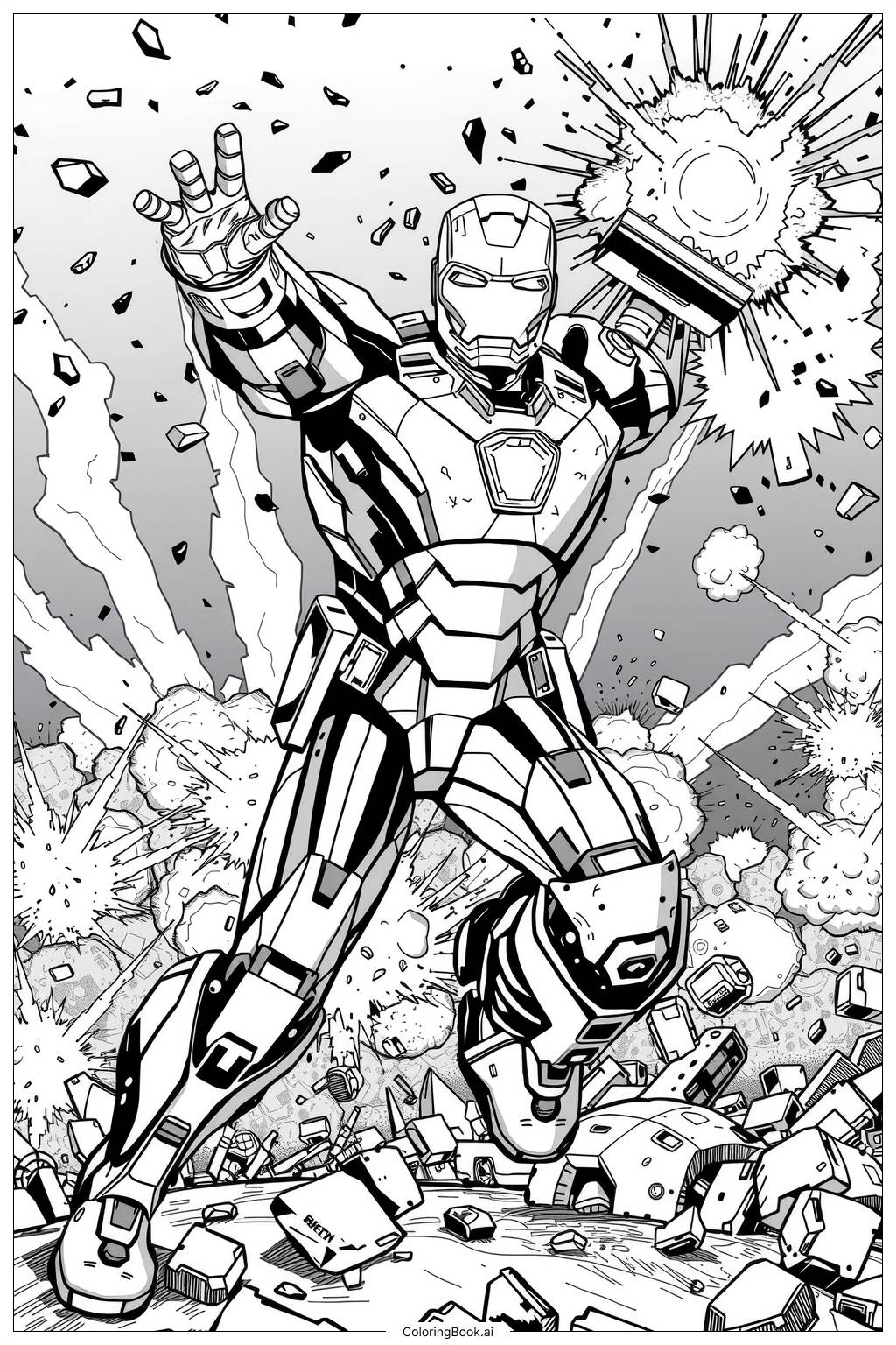 Iron Man Mark 85 Ready For Action Coloring Page Free PDF PNG Printable 