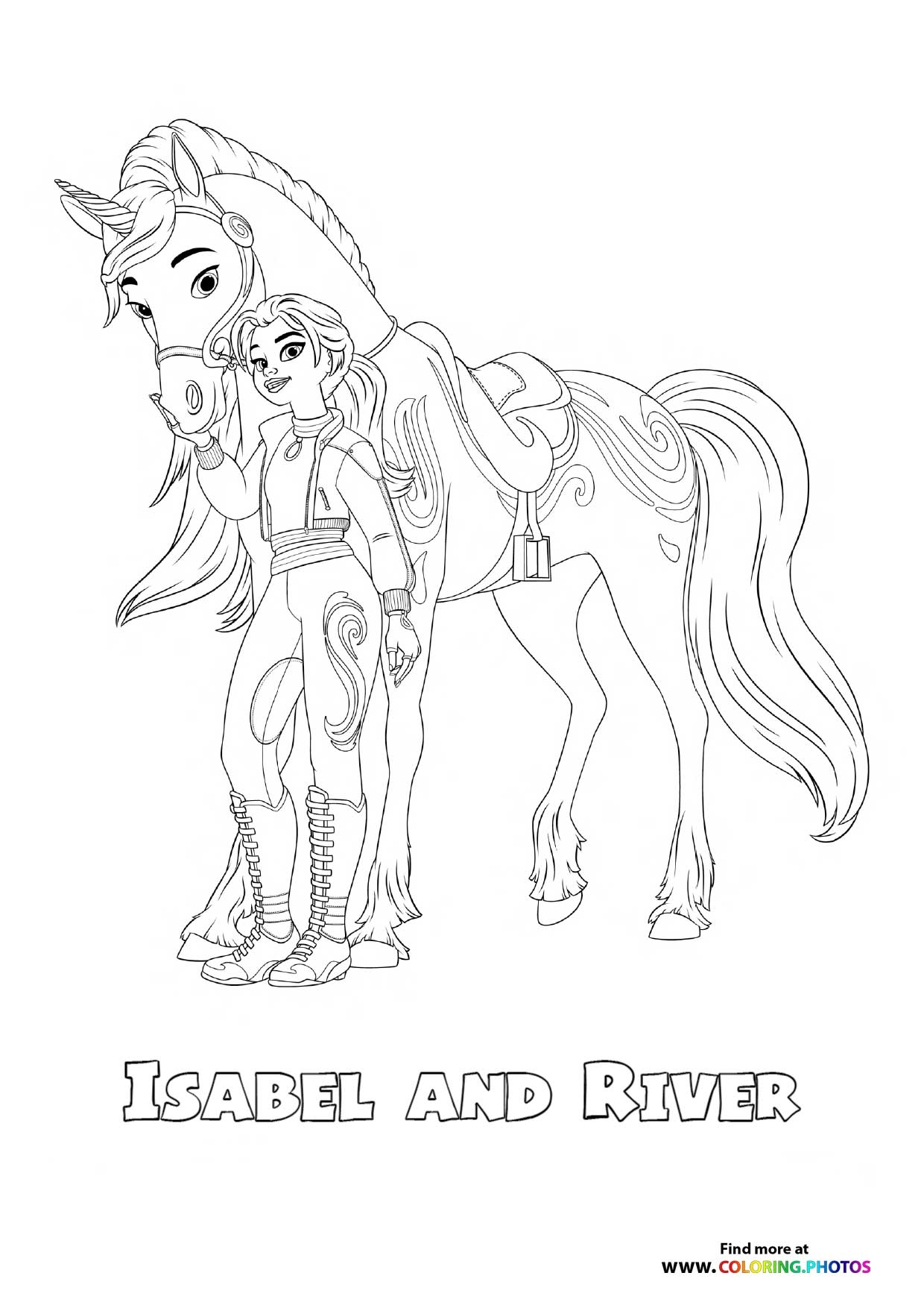 Isabel And River From Unicorn Academy Coloring Pages For Kids