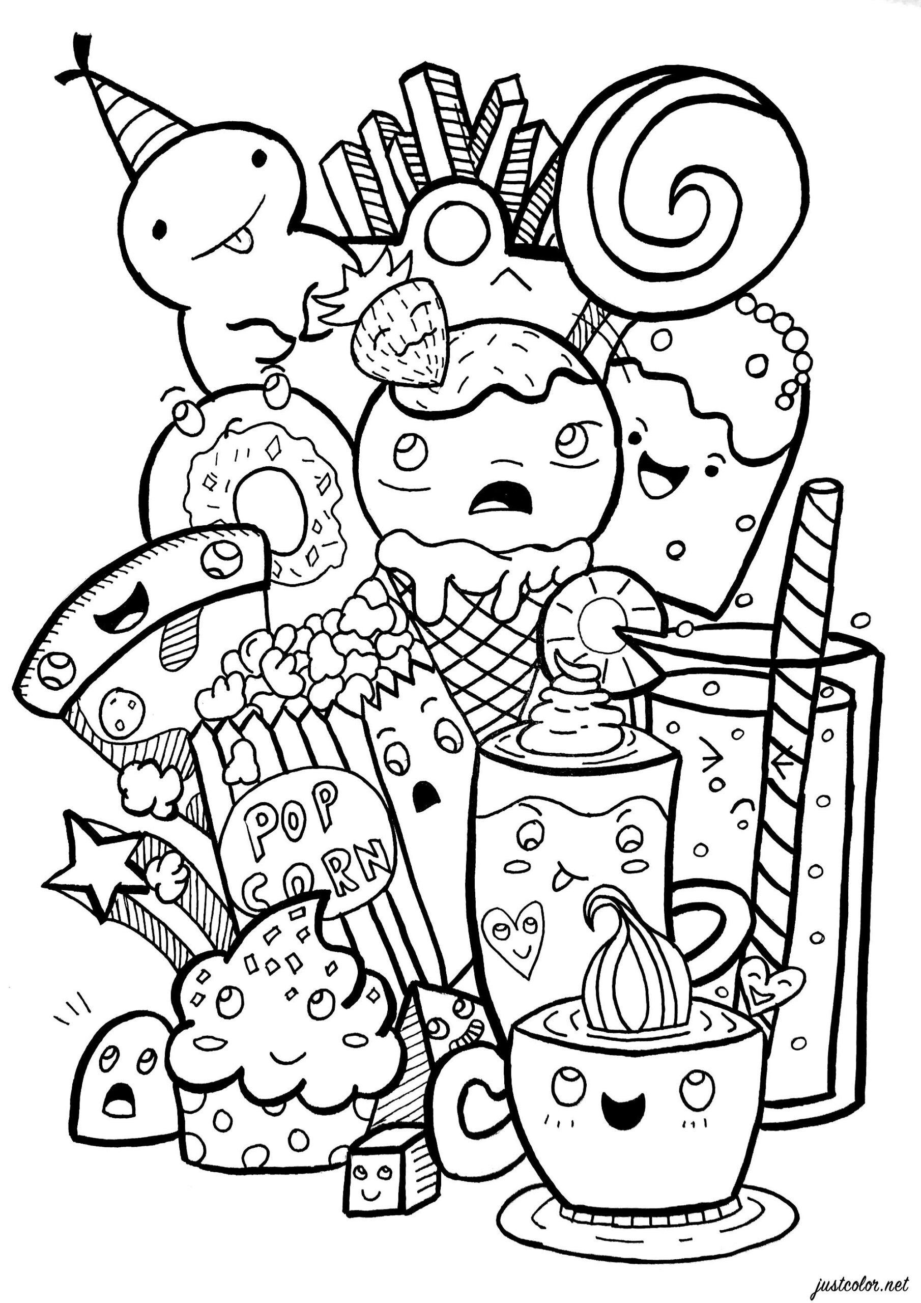 Junk Food Doodle Doodle Art Doodling Coloring Pages For Adults Page Page 2 