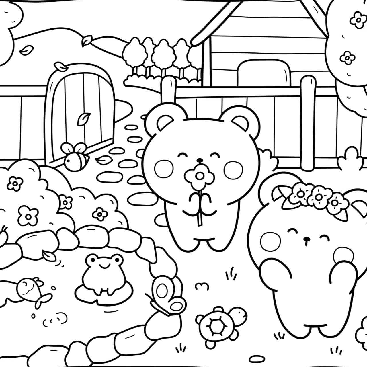 Kawaii Coloring Pages For Adults Cute Printable Coloring Pages Coloring Pages For Easter Spring Activity Sheet Aesthetic Kawaii Etsy