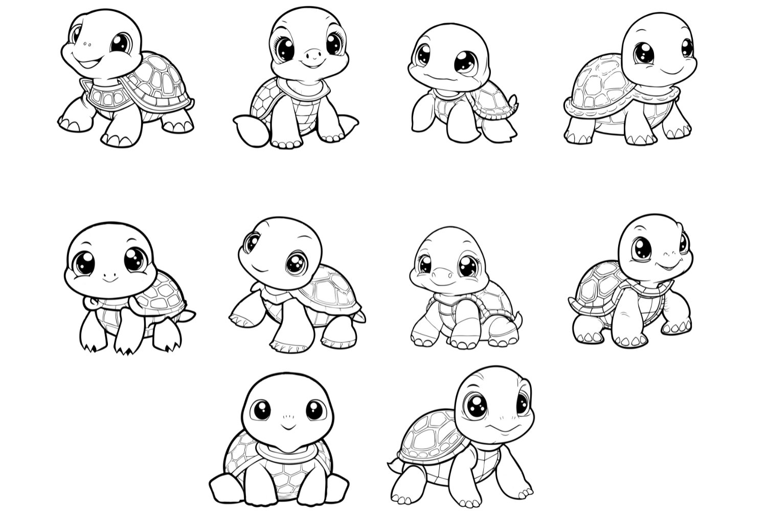 Printable Cute Turtle Coloring Pages